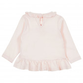 Памучна блуза с надпис Little за бебе, розова ZY 321167 4