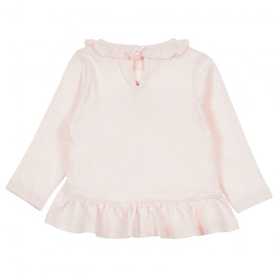 Памучна блуза с надпис Little за бебе, розова ZY 321167 4