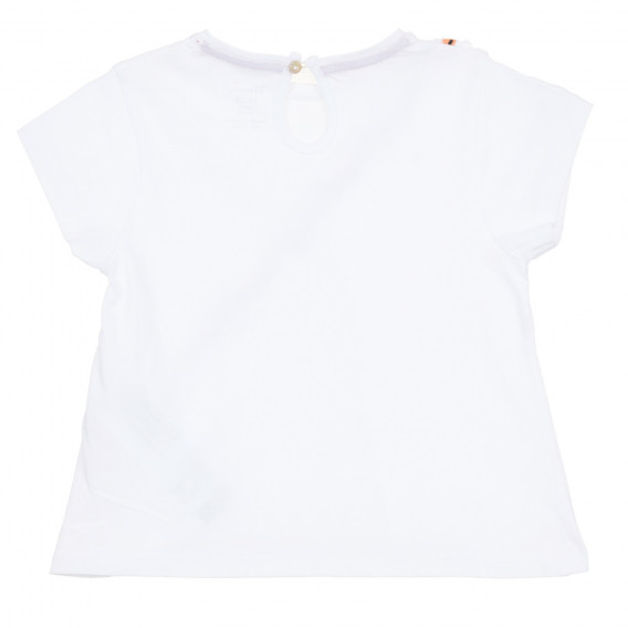 Тениска с цветна бродерия за бебе, бяла ZY 321171 4