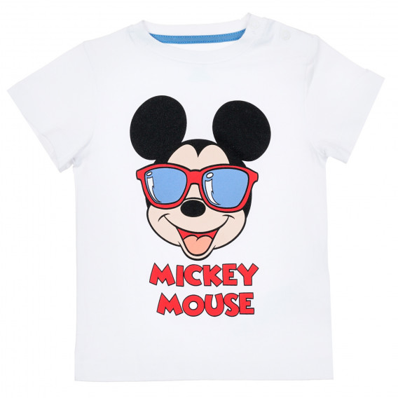 Тениска с щампа на Мики Маус за бебе, бяла ZY 321200 