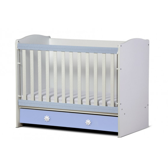 Бебешко креватче, Калина с подвижна решетка, синьо, 60х120 см. Dizain Baby 32122 