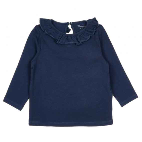 Блуза с дълъг ръкав и къдрички за бебе, синя ZY 321240 