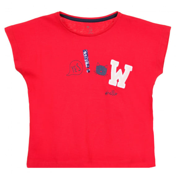 Тениска с апликации, червена ZY 321251 