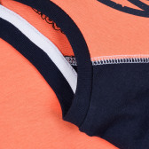 Памучна тениска с щампа и син акцент, оранжева ZY 321298 3