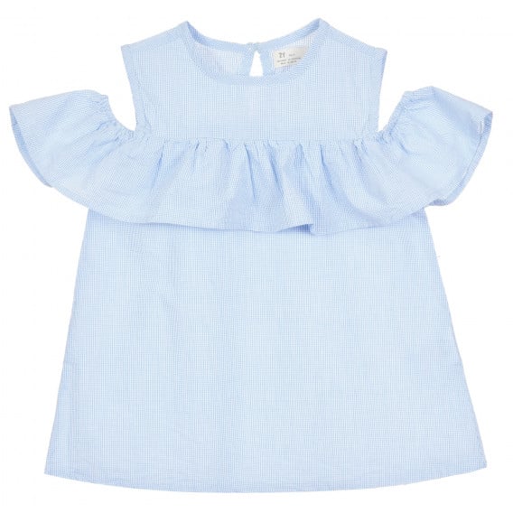 Карирана блуза с паднали ръкави за бебе, многоцветна ZY 321312 