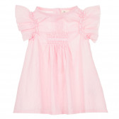 Памучна рокля с къс ръкав за бебе, розова ZY 321353 