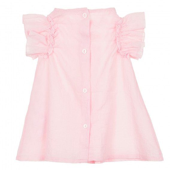 Памучна рокля с къс ръкав за бебе, розова ZY 321356 4