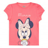 Тениска с щампа Мини Маус с панделка за бебе, розова ZY 321487 