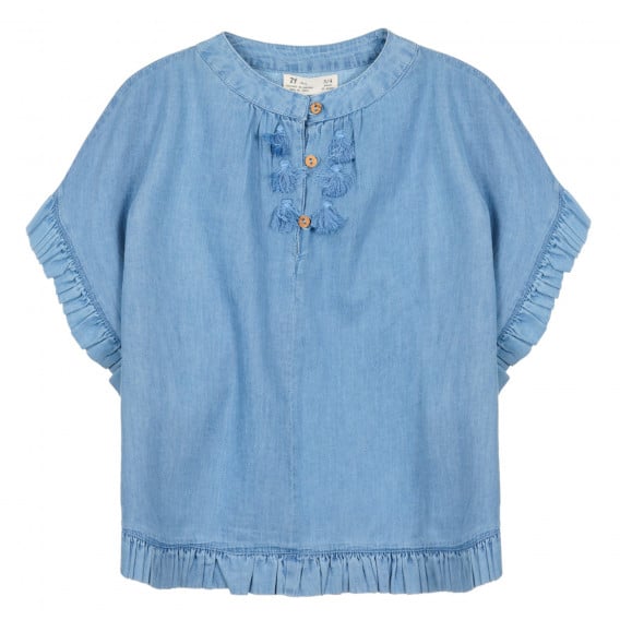 Блуза тип туника с къдрички за бебе, синя ZY 321524 