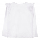 Памучна блуза с щампа и брокатен акцент, бяла ZY 321669 4