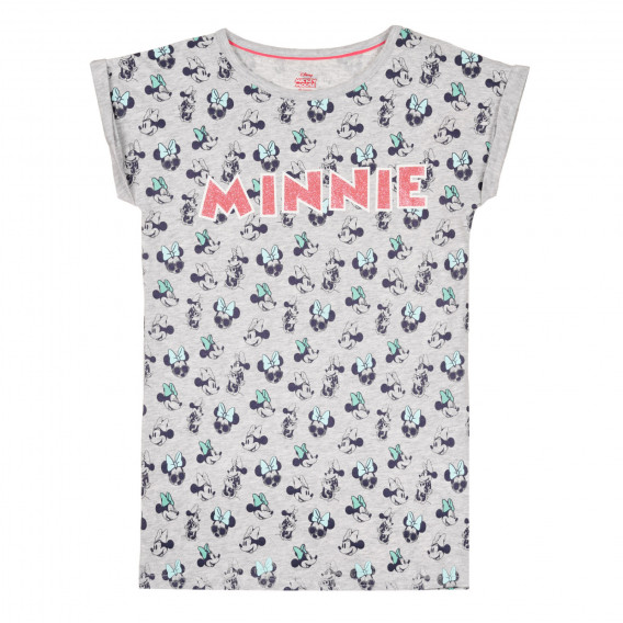 Памучна тениска с принт на Minnie, сива ZY 321674 