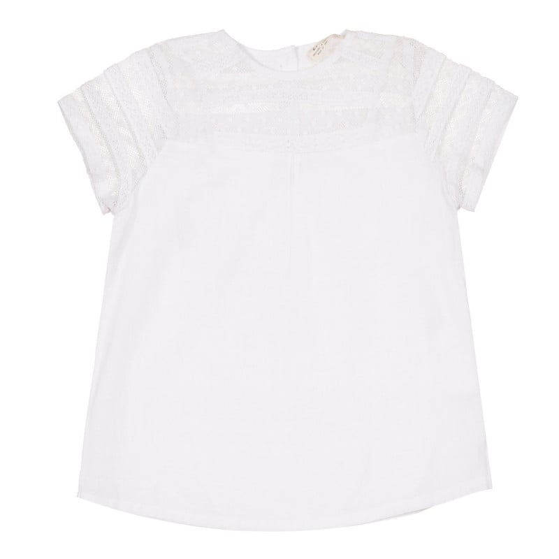 Памучна блуза с дантелен акцент, бяла  321682