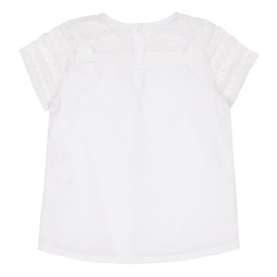 Памучна блуза с дантелен акцент, бяла ZY 321683 2