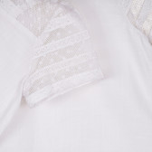 Памучна блуза с дантелен акцент, бяла ZY 321685 4