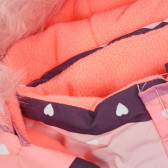 Ски яке с принт на сърца и пухена качулка, розово Cool club 321944 3