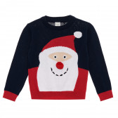 Пуловер с апликация "Дядо Коледа", син Cool club 322026 