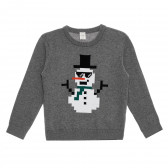 Пуловер с апликация "Снежен човек", сив Cool club 322034 