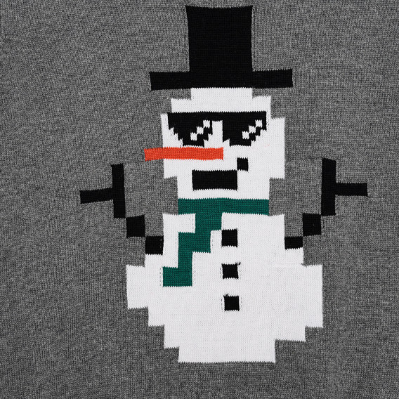 Пуловер с апликация "Снежен човек", сив Cool club 322035 2