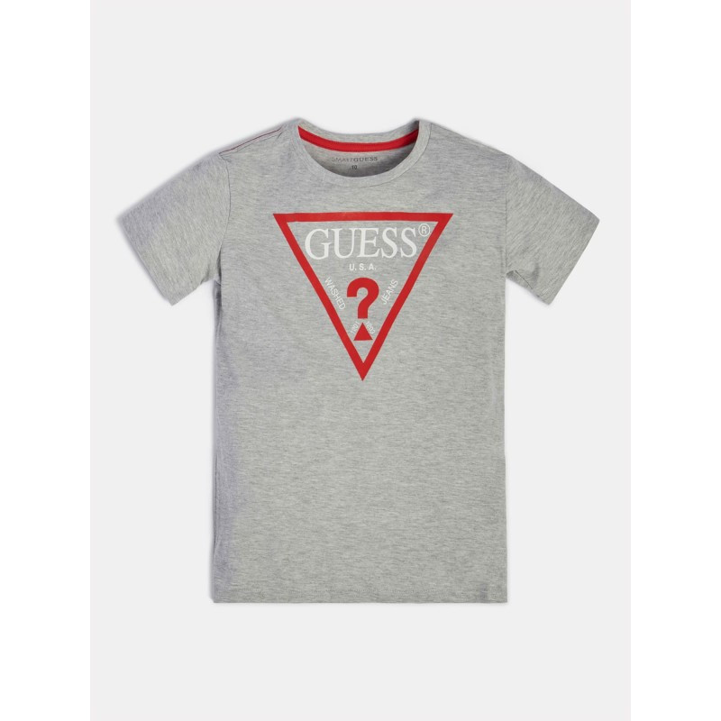 Памучна тениска с триъгълна щампа, сива  322450