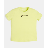 Памучна тениска с подгънати ръкави, зелена Guess 322454 