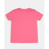 Памучна тениска с подгънати ръкави, розова Guess 322459 2