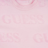 Тениска с името на бранда за бебе, розова Guess 322597 2