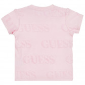 Тениска с името на бранда за бебе, розова Guess 322599 4