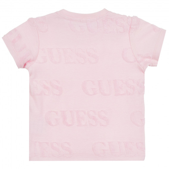 Тениска с името на бранда за бебе, розова Guess 322599 4