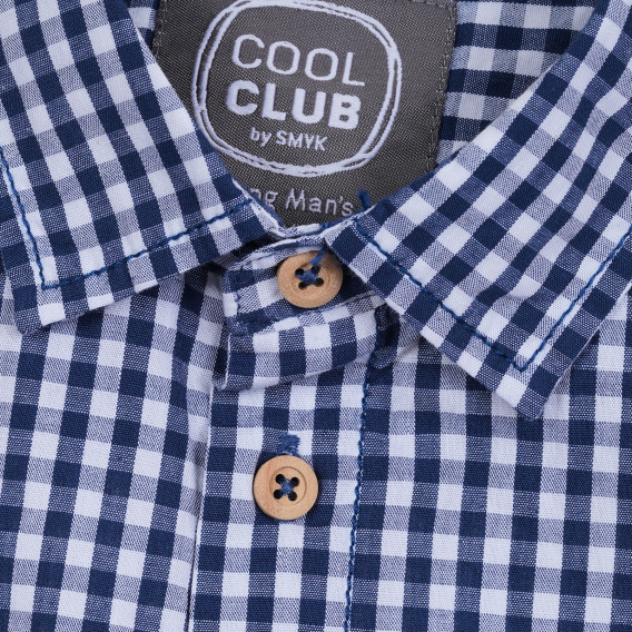 Памучна карирана риза с къс ръкав, синя Cool club 323271 2