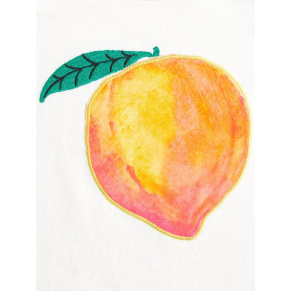 Тениска от органичен памук с принт плод за момиче, бяла Name it 32341 2