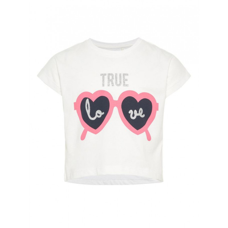 Къса тениска с принт True Love за момиче  32353