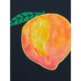 Тениска от органичен памук с принт плод за момиче, синя Name it 32381 3
