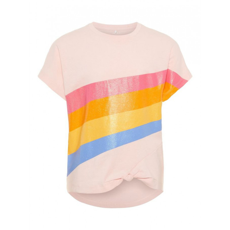 Детска тениска с цветен принт от органичен памук за момиче  32482
