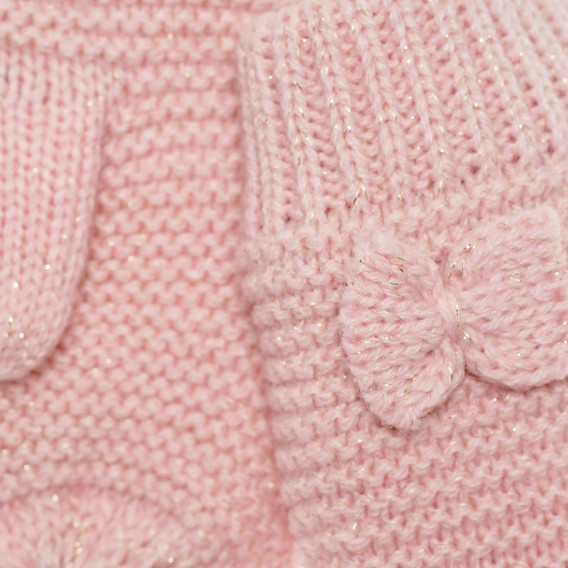 Плетени ръкавици за бебе с панделка, розови Cool club 324955 2