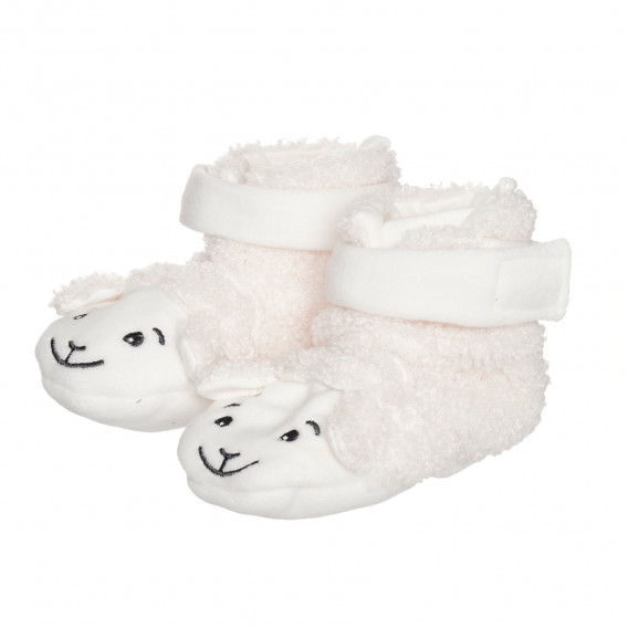 Пухкави пантофи с апликация на овчици, бели Sterntaler 325270 