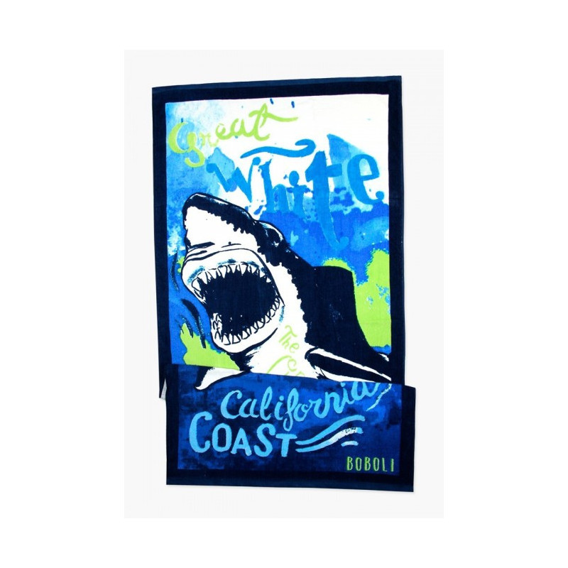 Плажна кърпа за момче с цветен принт - акула  32561