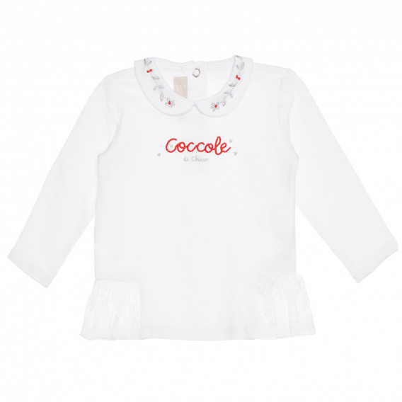 Памучна блуза с яка COCOLE, бяла за бебе Chicco 325847 
