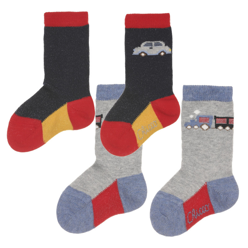 Памучен комплект от два броя чорапи с коли за бебе  326134