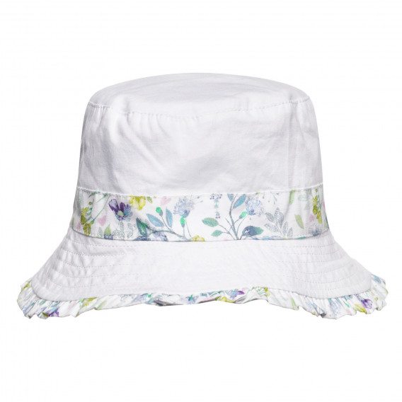 Памучна шапка с периферия и флорални мотиви, бяла Chicco 326391 