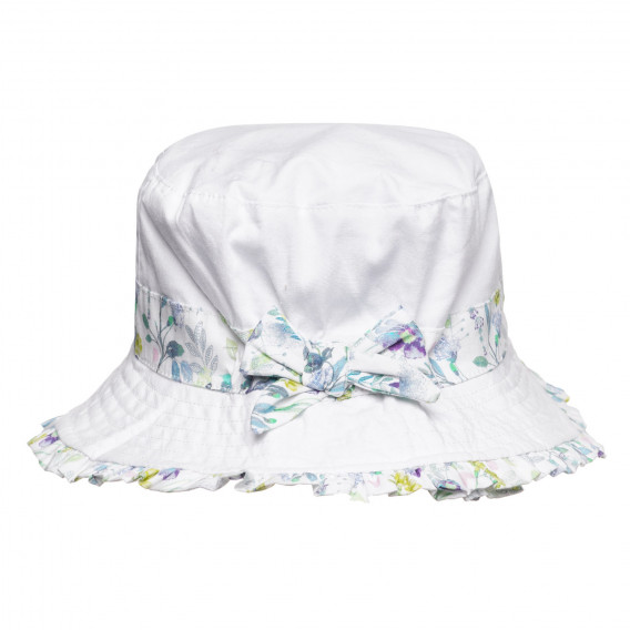 Памучна шапка с периферия и флорални мотиви, бяла Chicco 326392 3