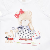 Памучна тениска с щампа на мече за бебе, бяла Chicco 326402 2