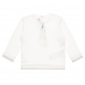 Памучна блуза с апликация на вратовръзка за бебе, бяла Chicco 326515 