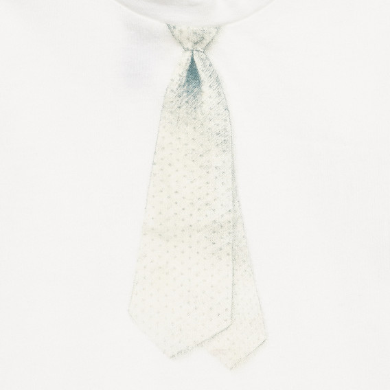 Памучна блуза с апликация на вратовръзка за бебе, бяла Chicco 326516 2