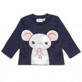 Памучна блуза с апликация на мишле за бебе, синя Chicco 326664 