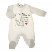 Памучен гащеризон с дълъг ръкав за бебе и забавна картинка в предната част - унисекс Chicco 32695 