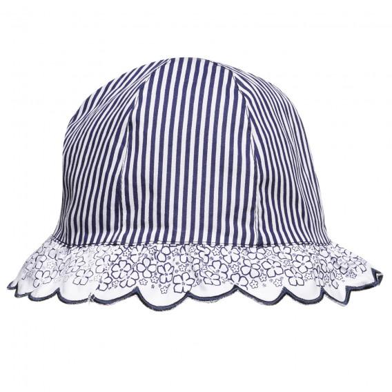 Памучна шапка с периферия на райе, бяло и синьо Chicco 326965 3