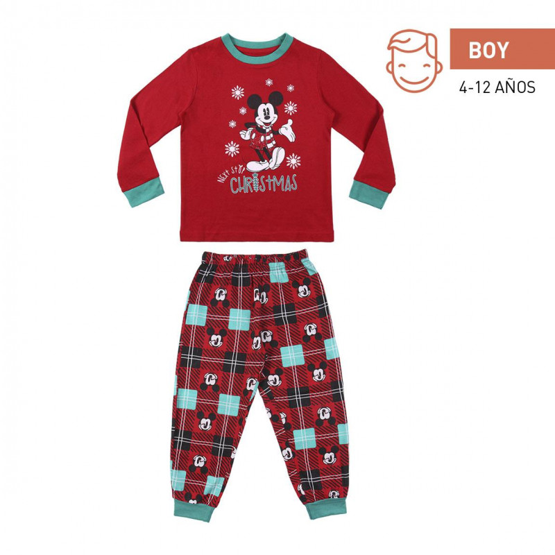 Памучна пижама с принт Mickey Mouse, червена  327971