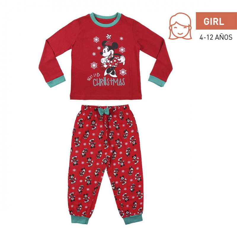 Памучна пижама с принт Minnie Mouse, червена  327972
