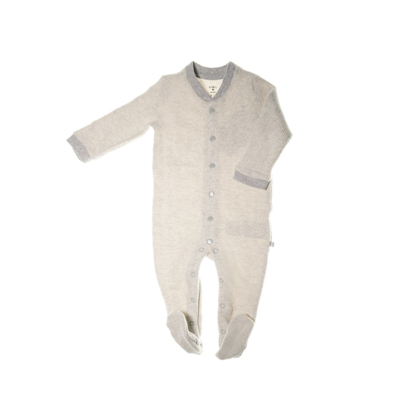 Плетен гащеризон с дълъг ръкав и копчета за бебе, сив  32852