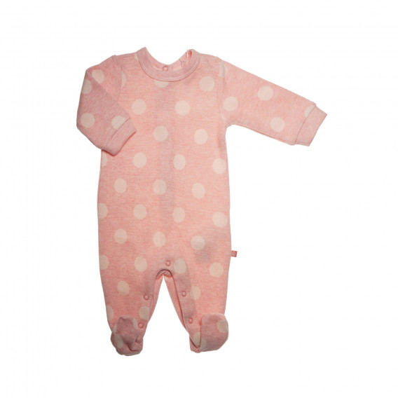 Памучен гащеризон с дълъг ръкав на точки за бебе, розов Chicco 32866 